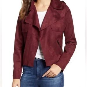 Kut From The Kloth Jace Faux Suede Burgundy Moto Jacket